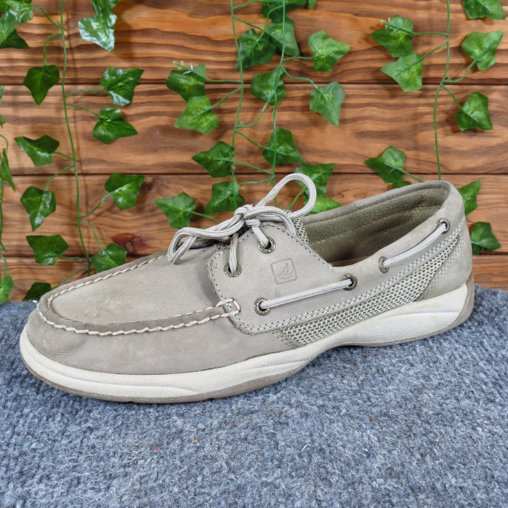 Sperry Intrepid 2-Eye Women Boat Shoe Size 8 Casual Nautical Taupe Leather‎